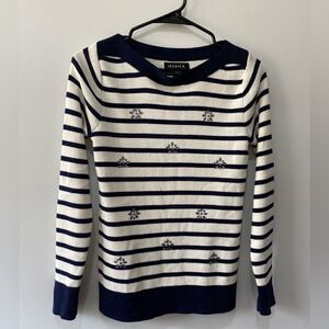 Jessica navy sweater with jewel flowers